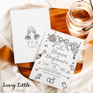 Minimalist Hand Drawn Wedding Party Invitation