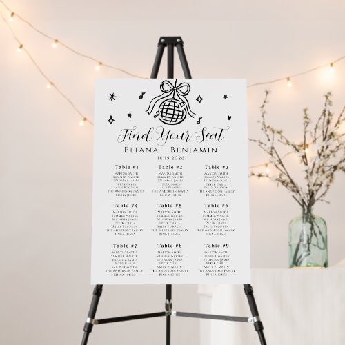Minimalist Hand Drawn Wedding Party Seating Chart Foam Board