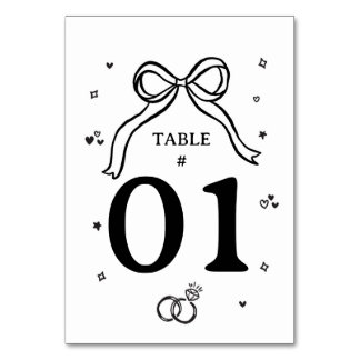 Minimalist Hand Drawn Wedding Table Number