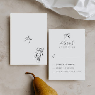 Minimalist Hand Drawn Whimsical Illustration RSVP Card