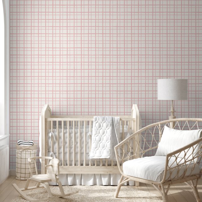 Minimalist Hand-Drawn Windowpane Plaid Grid Wallpaper (Kids)