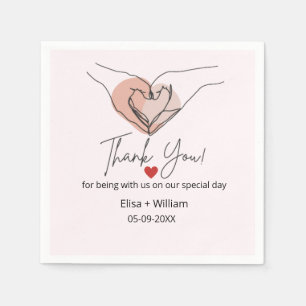 Minimalist Hand Heart Gesture Wedding Guest Gift   Napkins