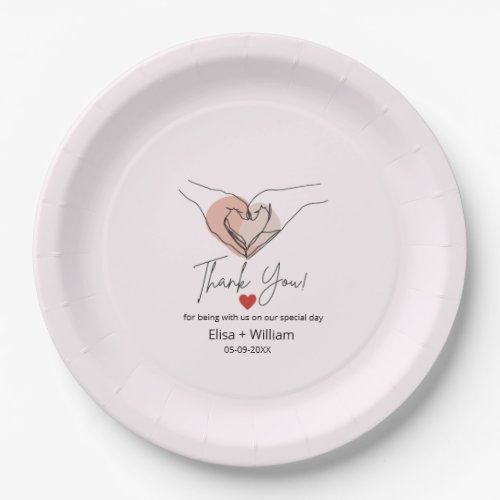 Minimalist Hand Heart Gesture Wedding Guest Gift   Paper Plates