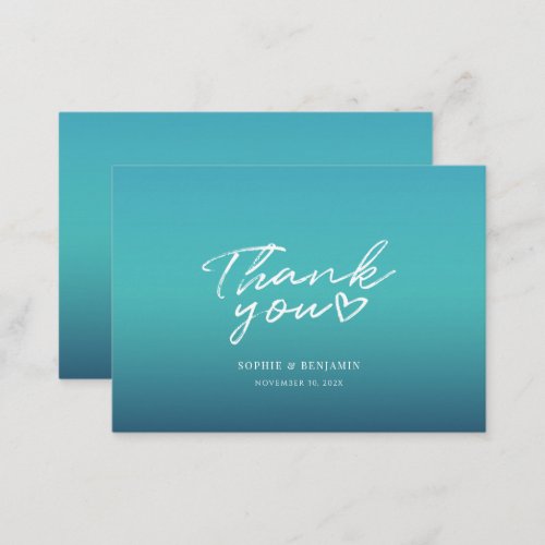 Minimalist Hand_Lettered Blue Wedding Thank You Note Card