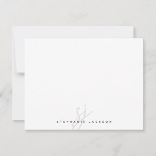 Minimalist Hand Lettered Script Initials Monogram Note Card