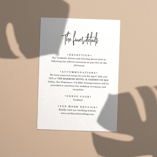 Minimalist Hand-Lettered Script Wedding Details Enclosure Card (Creator Uploaded)