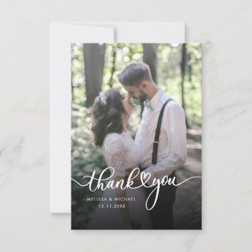 Minimalist Hand_Lettered Wedding Photo Thank You Note Card