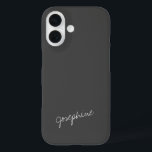 Minimalist Hand Lettering Name Black White Custom  iPhone 16 Case<br><div class="desc">Minimalist Hand Lettering Name Black and White Custom Phone Case</div>