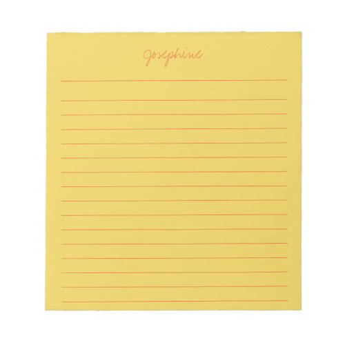 Minimalist Hand Lettering Name Yellow and Orange  Notepad