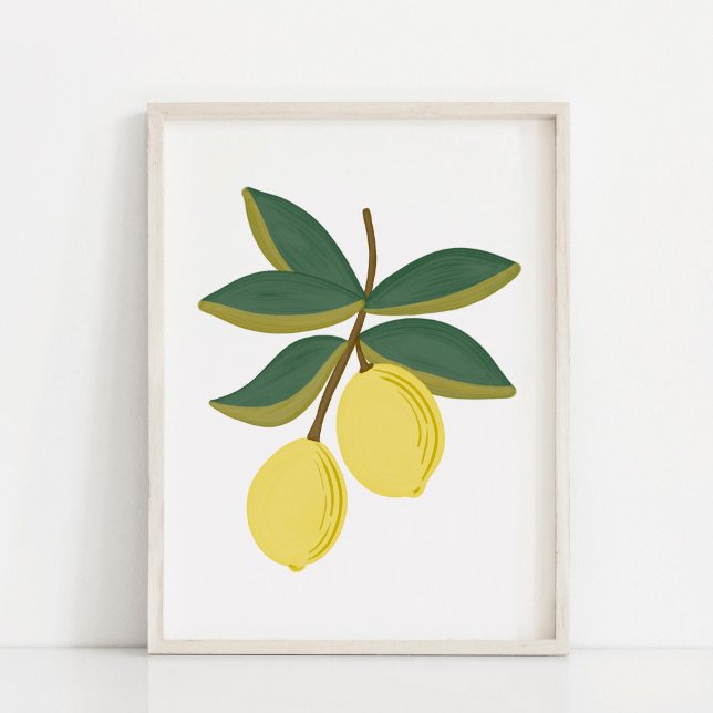 Minimalist Hand-Painted Gouache Lemon Branch Art Poster (Creator Uploaded)