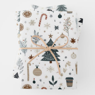 Minimalist Hand Painted Tree Pattern Wrapping Paper Sheets