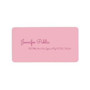 Minimalist Hand Script Elegant Pink Modern Plain Label