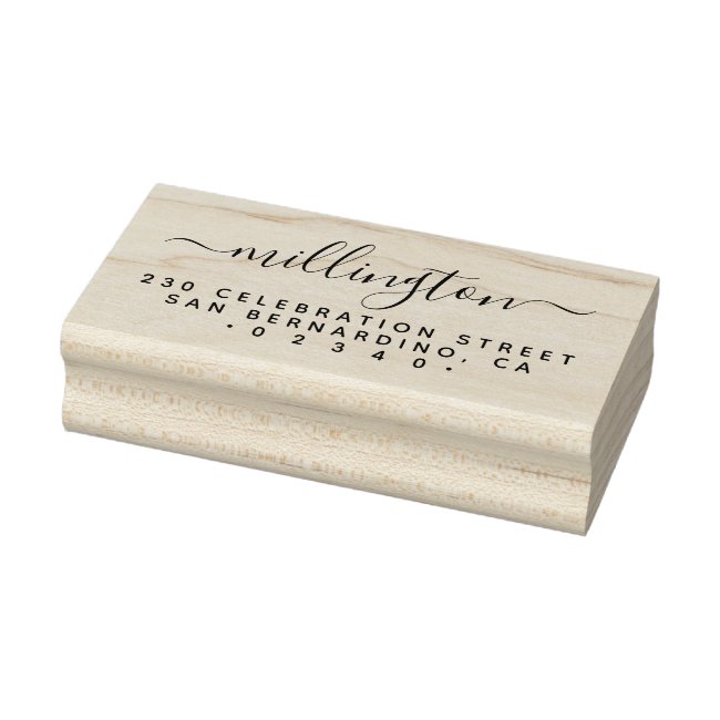 Minimalist Hand-written Family Name Return Address Rubber Stamp
