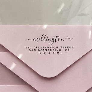 Minimalist Hand-written Family Name Return Address Self-inking Stamp