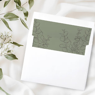 Minimalist handdrawn eucalyptus leaves sage green envelope liner