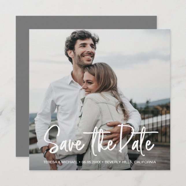 Minimalist Handlettering Save the date Photo (Front/Back)