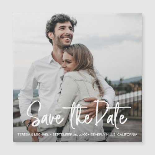 Minimalist Handlettering Save the date Photo Magnetic Invitation