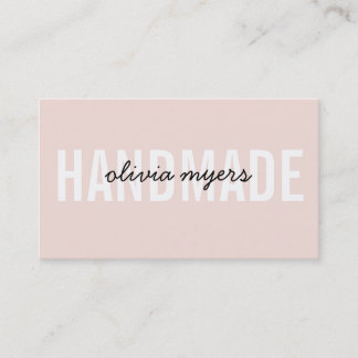 MINIMALIST HANDMADE simple white blush pink black Business Card