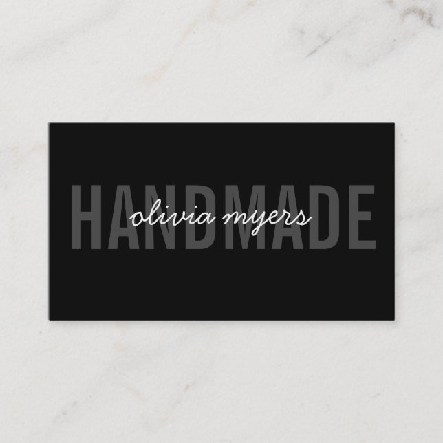 MINIMALIST HANDMADE simple white gray black Business Card (Front)