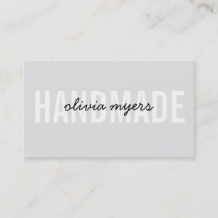 MINIMALIST HANDMADE simple white pale gray black Business Card