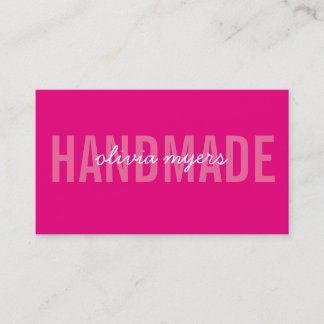MINIMALIST HANDMADE simple white pretty hot pink Business Card