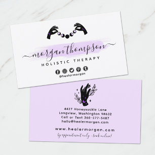 Minimalist Hands & Moon Phases Metaphysical Reiki Business Card
