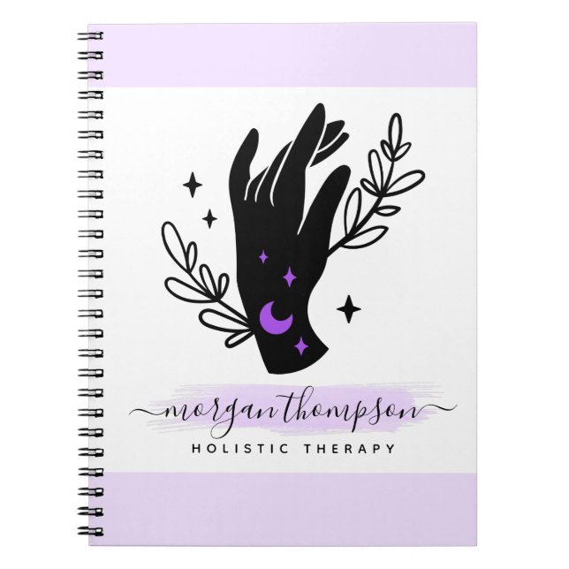 Minimalist Hands & Moon Phases Metaphysical Reiki Notebook (Front)