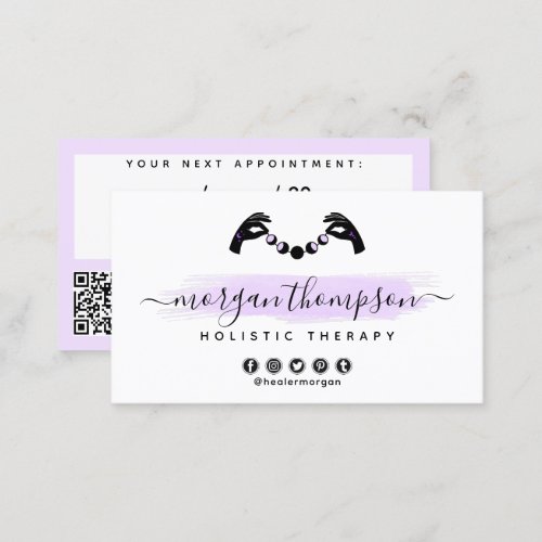 Minimalist Hands  Moon Phases Reiki Appointment Business Card