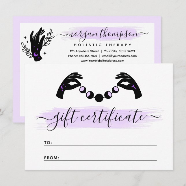 Minimalist Hands Moon Reiki Gift Certificate Card (Front/Back)