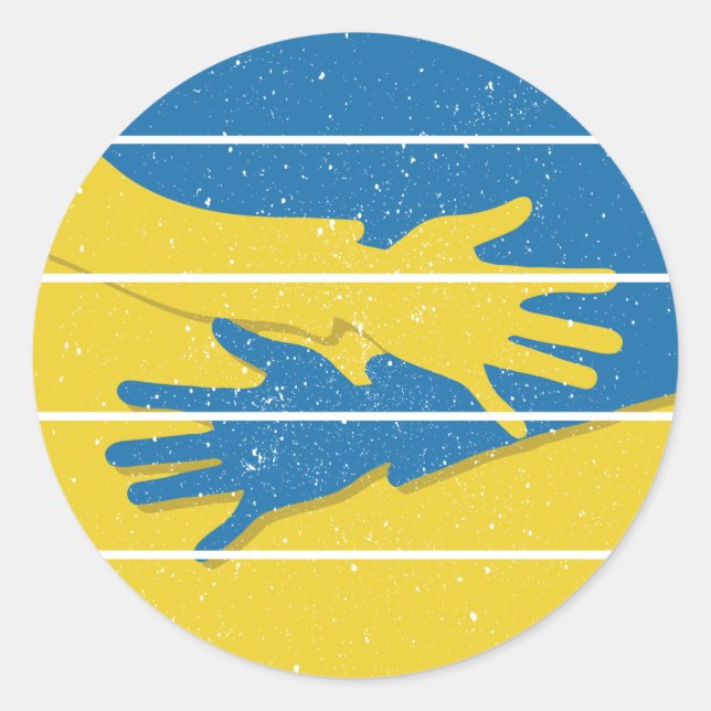 Minimalist Hands Support Ukraine, Save Ukraine Classic Round Sticker (Front)