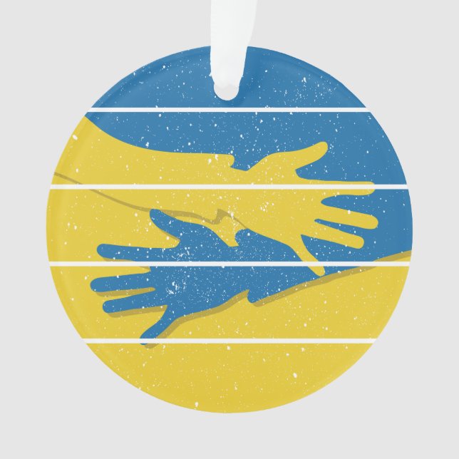 Minimalist Hands Support Ukraine, Save Ukraine Ornament (Front)