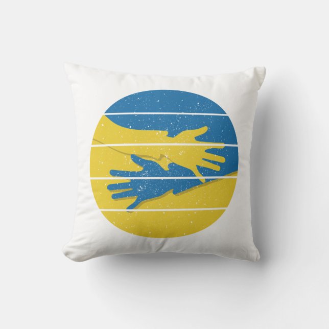 Minimalist Hands Support Ukraine, Save Ukraine Throw Pillow (Front)