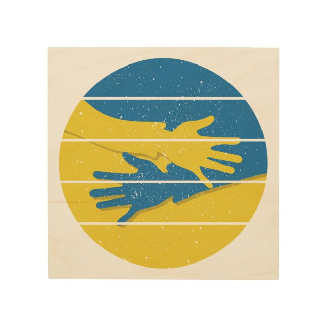 Minimalist Hands Support Ukraine, Save Ukraine Wood Wall Art (Front)