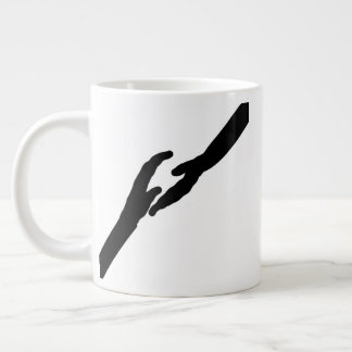 Minimalist Hands Touching Line Art Emotional Giant Coffee Mug