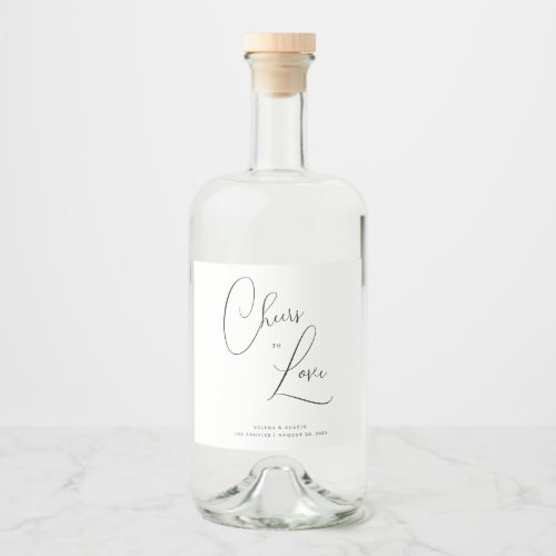 Minimalist Handscript Cheers to love wine label 