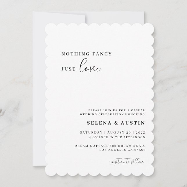 Minimalist Handscript Nothing Fancy Just Love Invi Invitation (Front)
