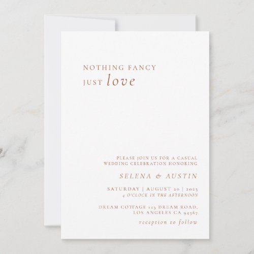 Minimalist Handscript Nothing Fancy Just Love Invi Invitation