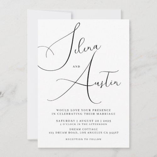 Minimalist Handscript Text and Photo wedding  Invitation