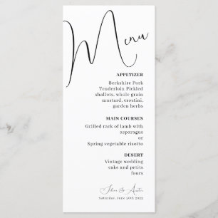 Minimalist Handscript Text and Photo wedding menu
