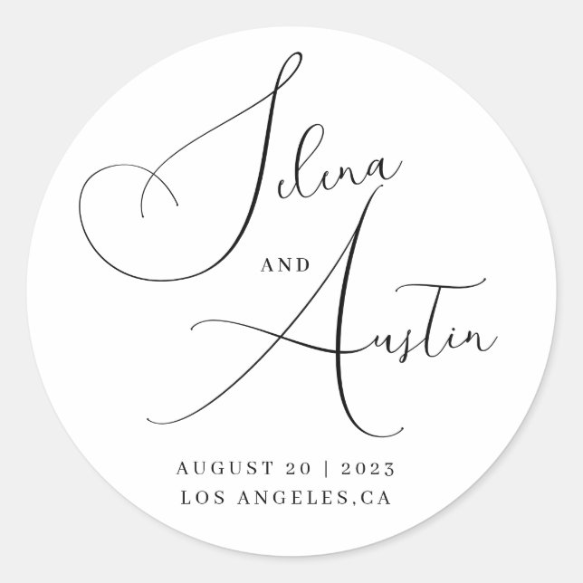 Minimalist Handscript wedding Stickers (Front)