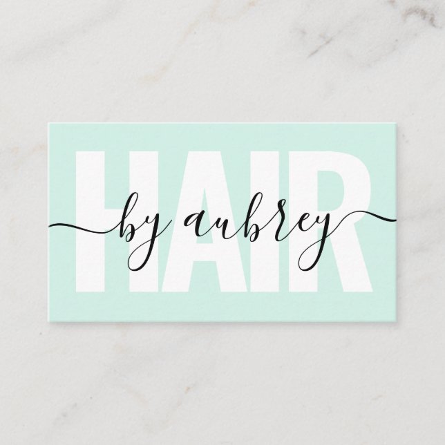Minimalist Handwriting Calligraphy Hair Stylist Business Card (Front)