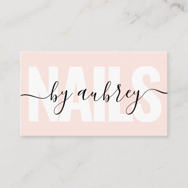 Minimalist Handwriting Calligraphy Nail Specialist Business Card (Front)