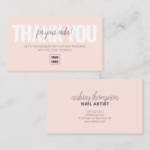 Customizable Minimalist Handwriting Calligraphy Thank You Business Card