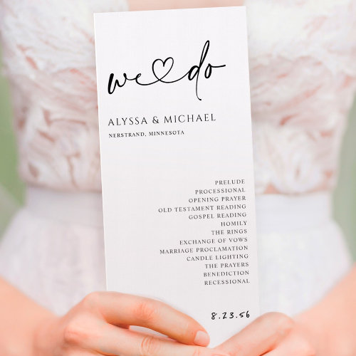 Minimalist Handwriting Simple Modern Wedding Program