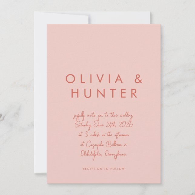 Minimalist Handwriting Sunset Wedding Invitation (Front)