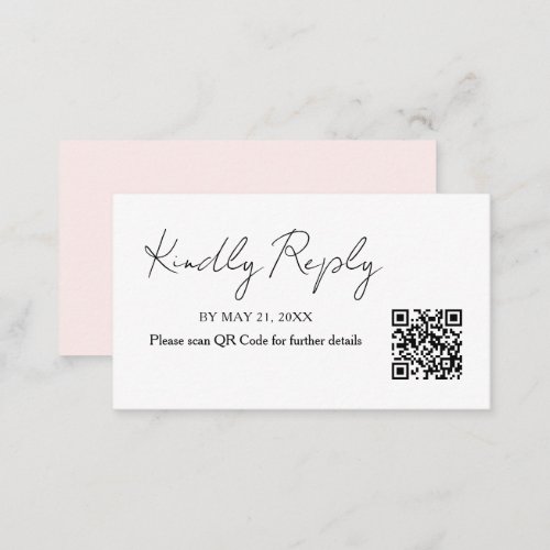 Minimalist Handwriting Wedding QR Code RSVP Card