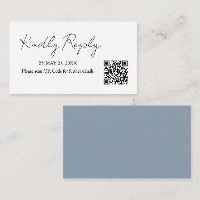 Minimalist Handwriting Wedding QR Code RSVP Card (Front/Back)