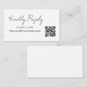 Minimalist Handwriting Wedding QR Code RSVP Card