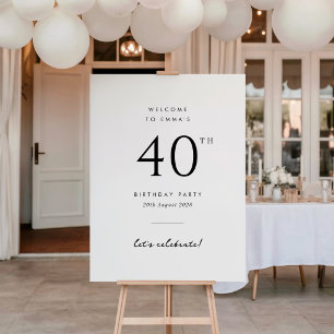Minimalist Handwritten 40th Birthday Welcome Foam Board
