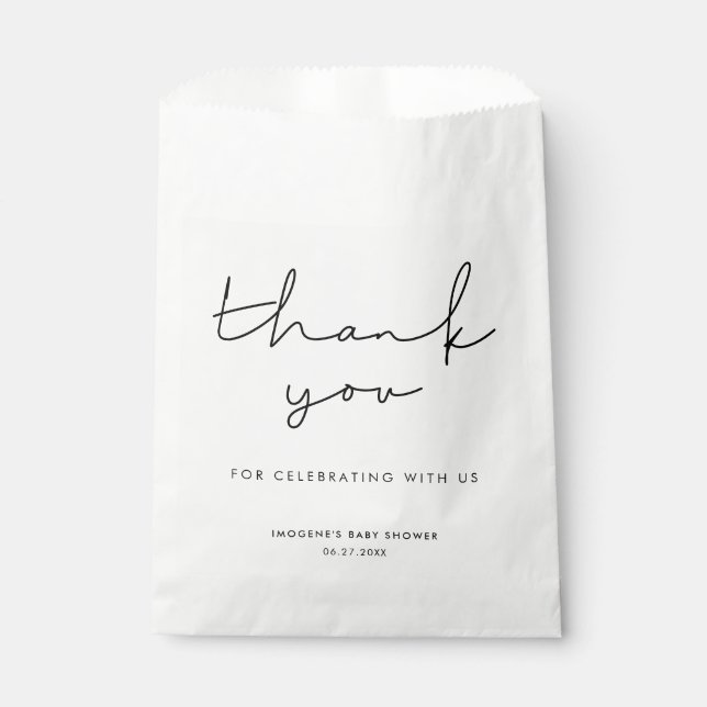 Minimalist handwritten Baby shower Favor Bag (Front)